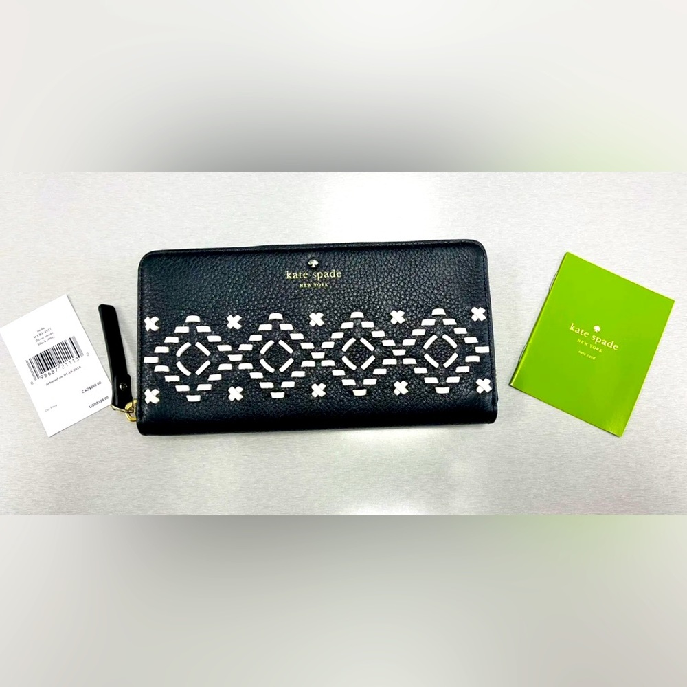 Kate Spade New York Zip Flynn  Street Black Wallet New $229